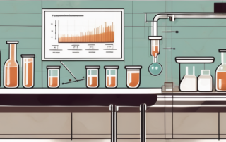 A laboratory setup with a bottle of isopropanol