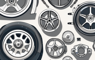 Various car parts such as a steering wheel