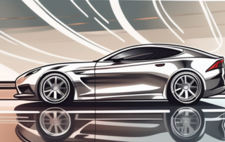 A sleek car with shiny aluminum wheels