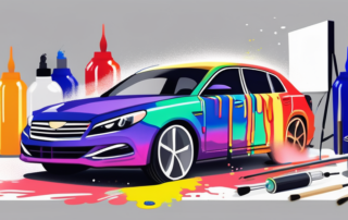 A car in the process of being painted