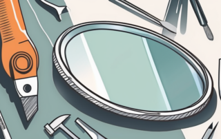 A mirror glass being replaced with a set of tools nearby