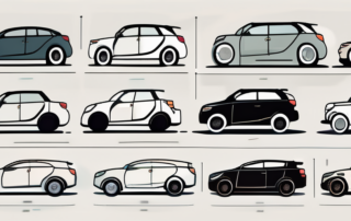 A car with various exaggerated features like oversized wheels and a tiny trunk