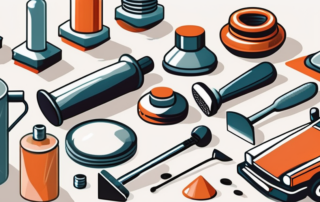 Various dent repair tools like a hammer