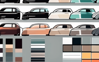 A variety of paint swatches with different car colors