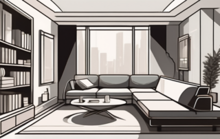 A newly furnished room with various pieces of furniture like a sofa