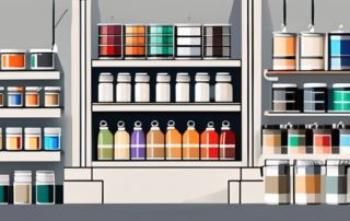 A vibrant and well-organized paint store