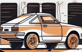 A car half covered in a shiny