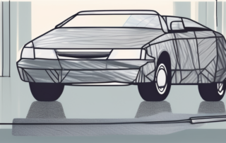 A car with its headlights wrapped in a foil