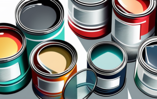 A variety of car paint cans in different colors