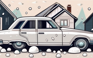 A car and a house with visible hail damage
