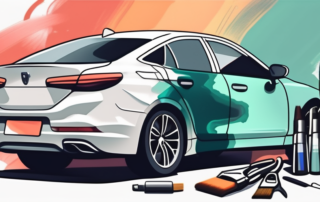 A car in the process of being painted