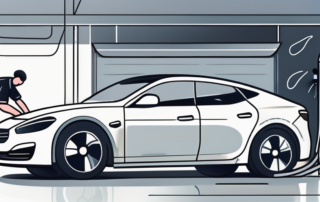 A matte car being cleaned in a sophisticated car wash system