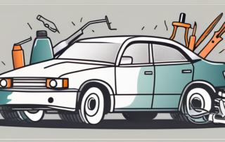 A damaged plastic bumper on a car