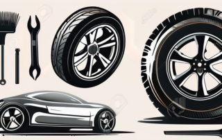 A car tire with a glossy black finish
