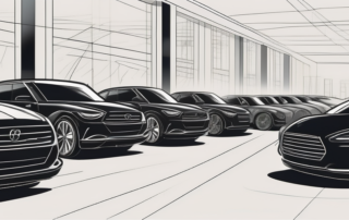 Several different types of black cars with different shades of black paint