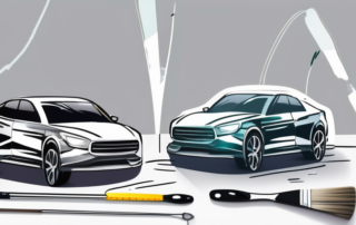 Various car scratch removers and tools placed on a table
