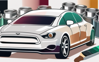 A car half-painted in one color and half in another