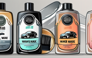 Several different types of car wax products next to a shiny