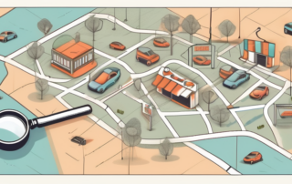 A map marked with different auto parts symbols