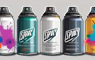 Various spray cans with different colors