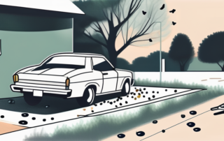 A car parked under a tree with visible bird droppings on it