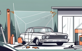 A car windshield with a small crack