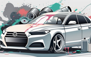 A car partially covered with a glossy layer of paint