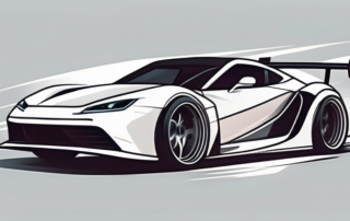 A sports car with visible modifications like a spoiler and custom exhaust