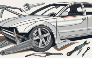 A distorted car frame with visible signs of damage