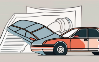 A new car with visible defects like a flat tire and a broken tail light