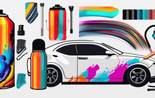 A spray paint can with vibrant colors emanating from it