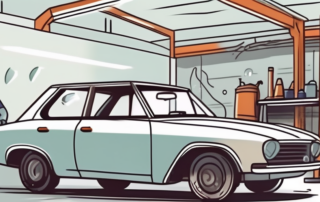 A car with small rust spots being treated with tools and rust converter