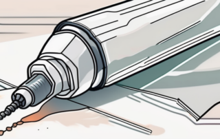 A heat gun and a scraper next to a surface with a partially removed burnt protective film