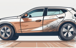 A car with deep scratches being repaired using smart repair tools