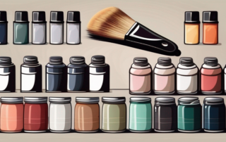 Various types of lacquers in cans and brushes