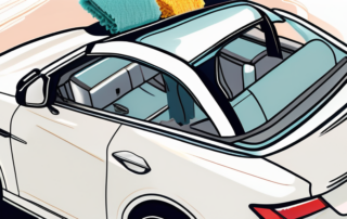 A convertible car with its top down