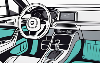 A car interior with various cleaning tools like a vacuum
