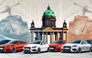 A variety of ten different types of cars
