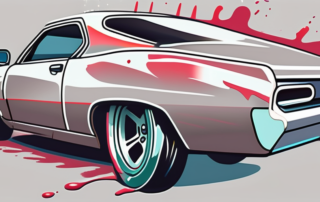 A car's rear fender in the process of being painted