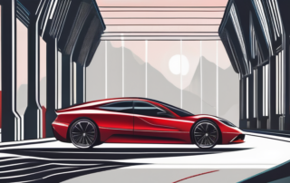 A sleek car in a matte red (chrom matt rot) color