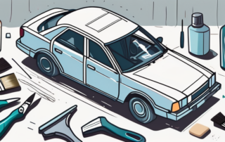 A car with a visible scratch on its surface