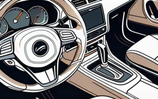 A car interior with various cleaning tools like a vacuum