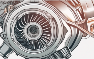 A car engine with a focus on the turbocharger