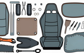 A car seat with visible wear and tear