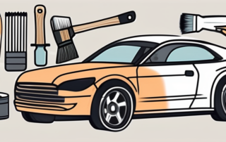 Various car repair tools such as a paint brush