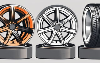 An alloy wheel with curb damage being repaired