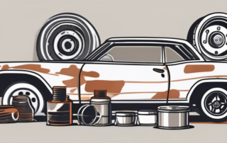 Various car parts affected by rust