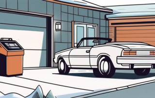 A convertible car parked in a garage