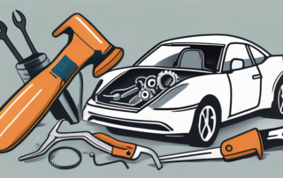 A car seat with various tools like a screwdriver