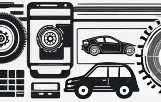 Various vehicle parts like a steering wheel